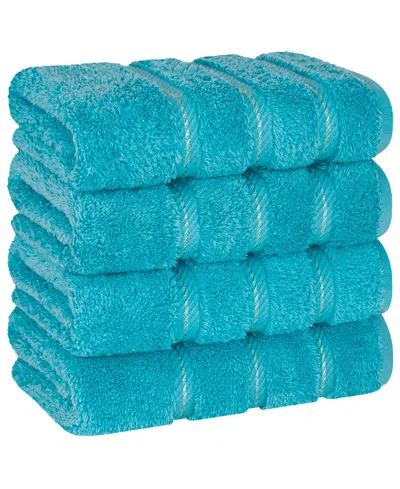 American Soft Linen Edison Luxury 100% Turkish Cotton 4-piece Bath Towel Set In Aqua Blue