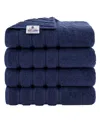 American Soft Linen Edison Luxury 100% Turkish Cotton 4-piece Bath Towel Set In Navy Blue