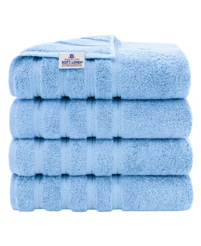 American Soft Linen Edison Luxury 100% Turkish Cotton 4-piece Bath Towel Set In Sky Blue