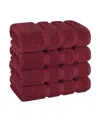 American Soft Linen Edison Luxury 100% Turkish Cotton 4-piece Hand Towel Set In Bordeaux