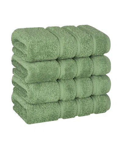 American Soft Linen Edison Luxury 100% Turkish Cotton 4-piece Hand Towel Set In Sage Green