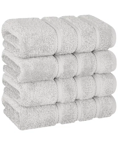 American Soft Linen Edison Luxury 100% Turkish Cotton 4-piece Hand Towel Set In Silver Gray