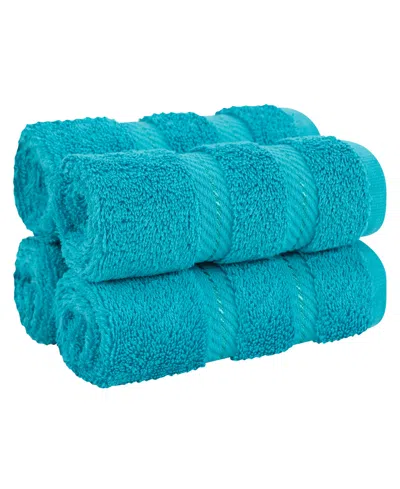 American Soft Linen Edison Luxury 100% Turkish Cotton 4-piece Washcloth Set In Aqua Blue