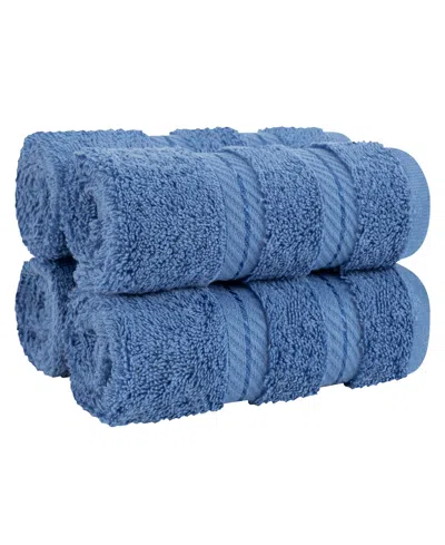 American Soft Linen Edison Luxury 100% Turkish Cotton 4-piece Washcloth Set In Electric Blue
