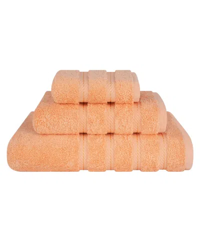 American Soft Linen Edison Premium 100% Turkish Cotton 3-piece Bath Towel Set In Malibu Peach