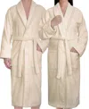American Soft Linen Lightweight Plush Shawl Collar Bathrobes In Beige