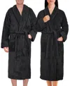 American Soft Linen Lightweight Plush Shawl Collar Bathrobes In Black