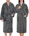 American Soft Linen Lightweight Plush Shawl Collar Bathrobes In Gray