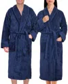 American Soft Linen Lightweight Plush Shawl Collar Bathrobes In Navy