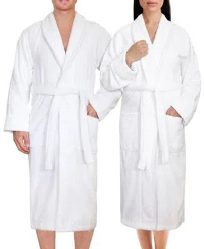 American Soft Linen Shawl Collar Cotton Bathrobes In Baby Blue