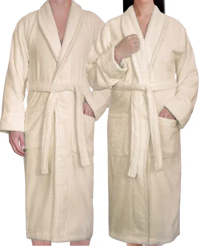 American Soft Linen Shawl Collar Cotton Bathrobes In Beige