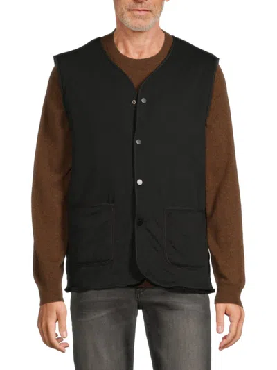 American Stitch Men's Faux Shearling Quilted Vest In Black