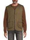 American Stitch Men's Faux Shearling Quilted Vest In Olive