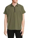 American Stitch Men's Zip Front Polo In Olive