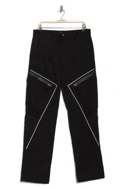American Stitch Reflective Piped Stretch Cotton Twill Pants In Black