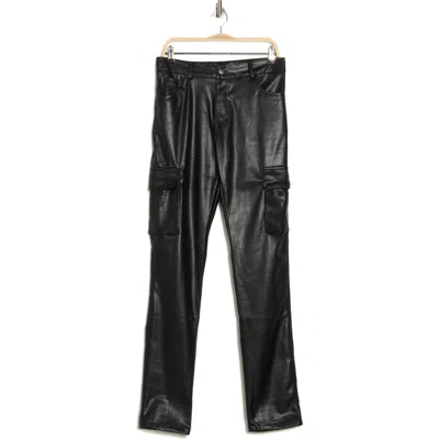 American Stitch Stretch Faux Leather Cargo Pants In Black