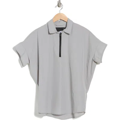 American Stitch Zip Polo In Grey