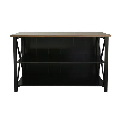 American Trails Ashford Console Table / Tv Stand With Spacious Shelves, Top Made With 100% Solid Usa Cherry Wood In Black