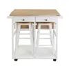 American Trails Breakfast Cart With Drop-leaf Table, American Maple Top, Square - White