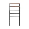 American Trails Solid Wood 6-tier Blanket Ladder With Two Storage Shelves - Black/sweet Oak In Brown