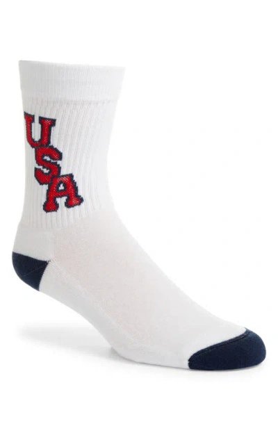 American Trench 1968 Usa Crew Socks In White