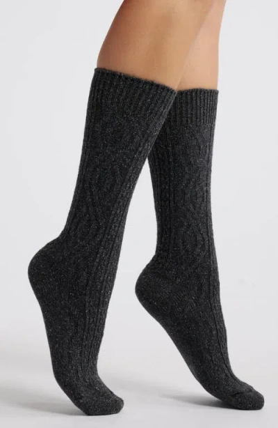 American Trench Cable Crew Socks In Charcoal
