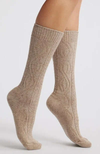 American Trench Cable Crew Socks In Oatmeal