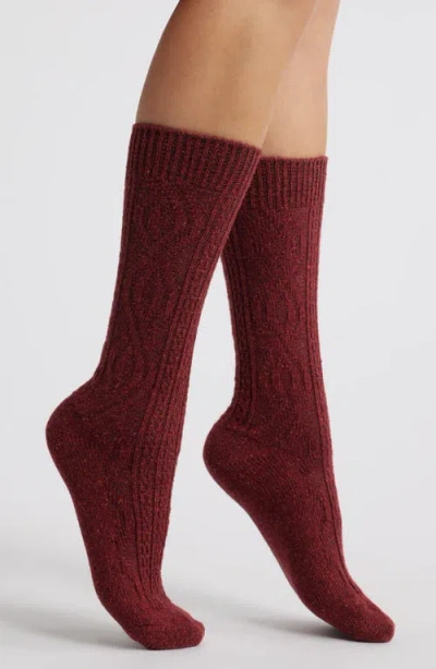 American Trench Cable Crew Socks In Rust