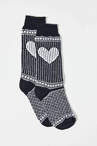 American Trench Heart Cable Knit Sock In Black, Women's At Urban Outfitters