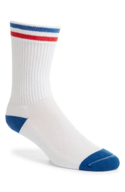 American Trench Kennedy Lux Stripe Crew Socks In Summer White