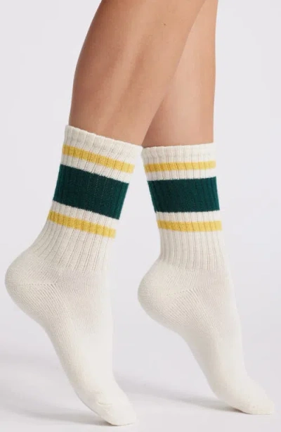 American Trench Mono Stripe Cotton Blend Crew Socks In Forest Amber