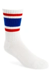 American Trench Retro Stripe Cotton Blend Crew Socks In Royal/ Red
