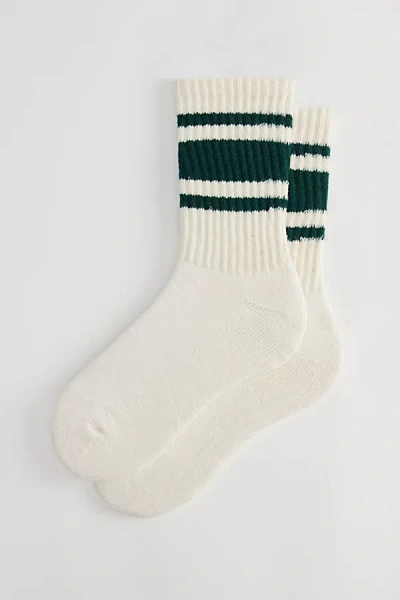 American Trench Retro Stripe Crew Sock In Dark Green, Men's At Urban Outfitters