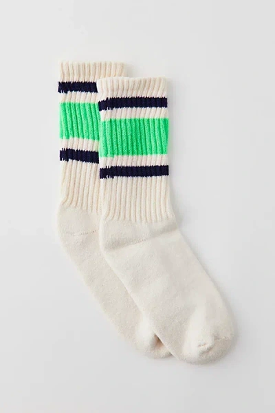 American Trench Retro Striped Crew Sock In Light Green, Women's At Urban Outfitters