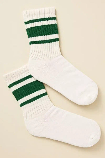 American Trench Retro Striped Socks In White