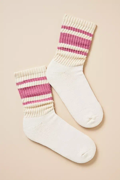 American Trench Retro Striped Socks In Pink