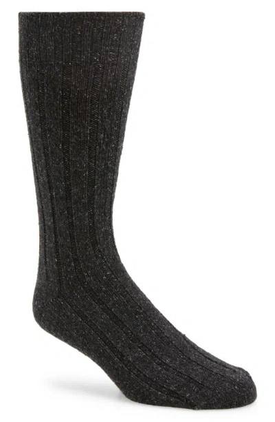 American Trench Ribbed Wool & Silk Blend Boot Socks In Charcoal