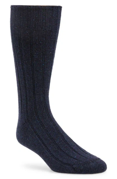 American Trench Ribbed Wool & Silk Blend Boot Socks In Black