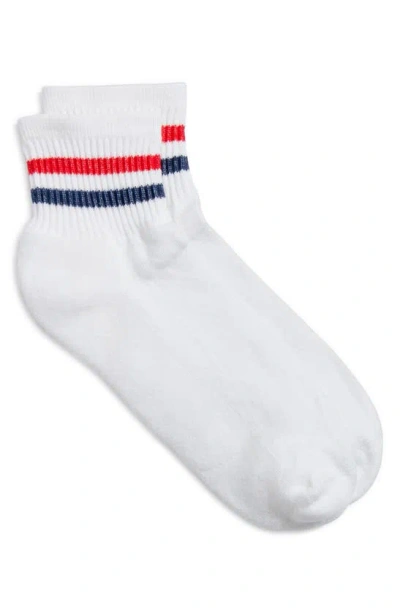 American Trench Stripe Ankle Socks In White