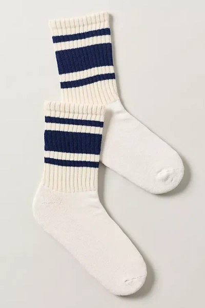 American Trench Striped Crew Socks In White