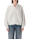 American Vintage Niby Cropped Mohair Cardigan In White