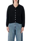 American Vintage Cropped Cardigan Round Neck Italian Yarn In Black