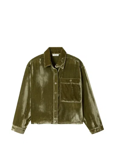 American Vintage Ankaz Velvet Shirt In Green