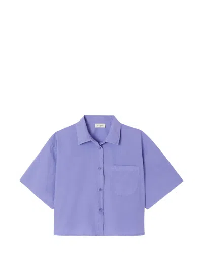 American Vintage Bailow Cropped Short-sleeve Shirt In Purple