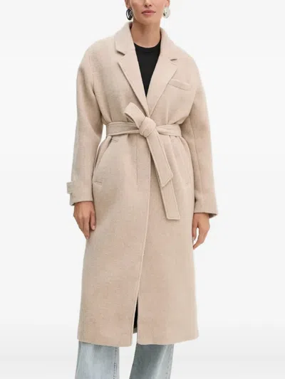 American Vintage Belted Single-breasted Coat In Neutral
