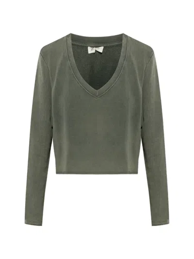 American Vintage Bepow V-neck Sweatshirt In Green