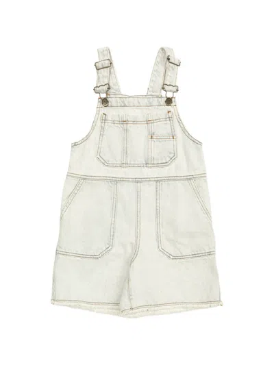 American Vintage Kids' Bleached-denim Shorts Dungarees In Gray