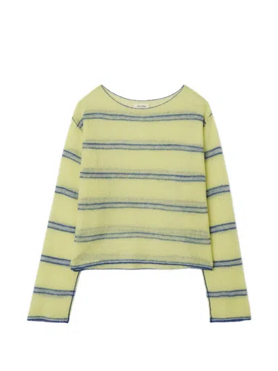 American Vintage Bodyrow Striped Openwork Sweater In Green