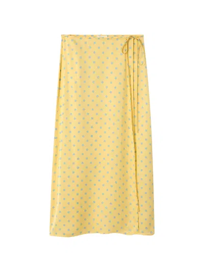 American Vintage Bovalow Polka-dot Wrap Maxi Skirt In Yellow