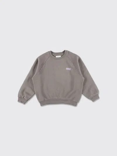 American Vintage Kids'  Boy's Cotton Crew Neck Sweatshirt With Contrast Logo In Gray